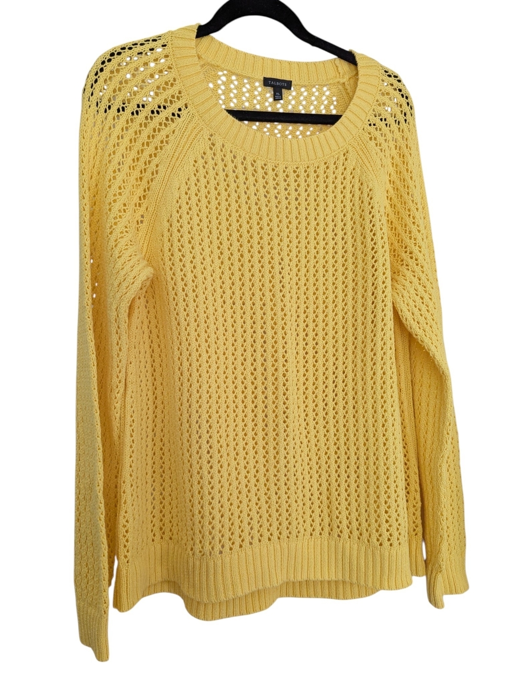 Talbots Lemon Open-Knit Crewneck Sweater - XL